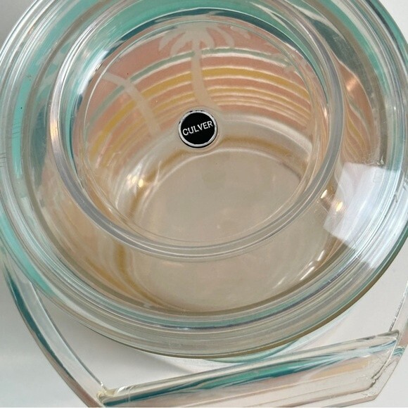 Vintage Culver Acrylic Pastel Palm Tree Ice Bucket 90s - Picture 5 of 11